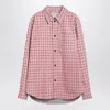 Bottega Veneta Men Pink Check Print Leather Shirt In Pink