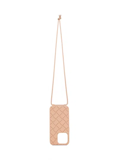 Bottega Veneta Men Pink Iphone 15 Pro Case With Strap In Brown