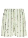 Bottega Veneta Green Shorts With All-over Divers Print In Polyamide Man In Green