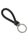 Bottega Veneta Braided-strap Detail Key Ring In Black