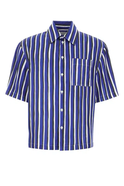 Bottega Veneta Men Printed Viscose Blend Shirt In Blue