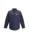Bottega Veneta Quilted Cotton Overshirt With Front Pocket And Rounded Hem In Blue
