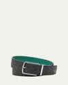 Bottega Veneta 4cm Reversible Intrecciato Leather Belt In Dark Green/mermaid-s