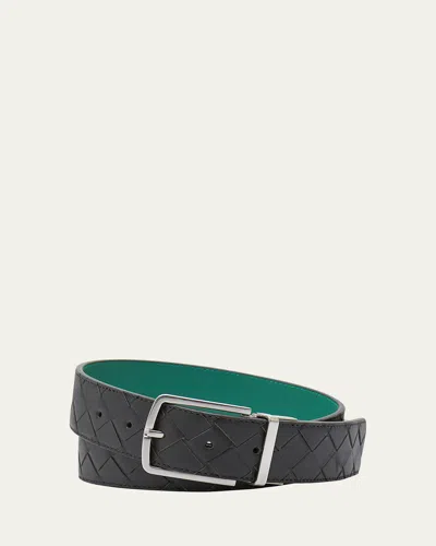 BOTTEGA VENETA MEN'S REVERSIBLE INTRECCIATO LEATHER BELT