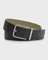 Bottega Veneta Men's Reversible Intrecciato Leather Belt In Loden