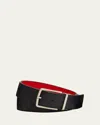 Bottega Veneta Men's Reversible Intrecciato Leather Belt In Space/redstone-sil