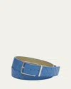 Bottega Veneta Men's Reversible Intrecciato Leather Belt In Surf/travertine-sil