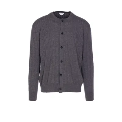 Bottega Veneta Men Ribbed Wool Cardigan In Brown