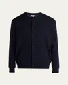 Bottega Veneta Mens Abyss Crewnck Ribbed Wool Cardigan In Blue