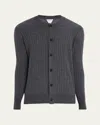 Bottega Veneta Ribbed Wool Cardigan In Blue