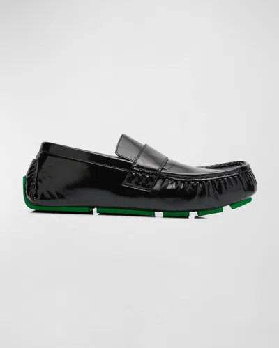 Bottega Veneta Men's Ride Leather Driving Loafers In Nero-pepe