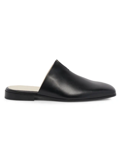 Bottega Veneta Leather Roma Slippers In Black