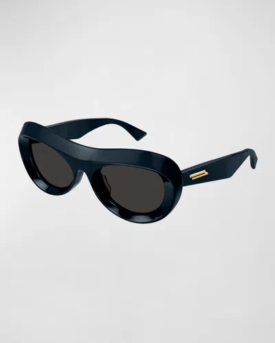 Bottega Veneta Men's Round Acetate Sunglasses In Dark Blue