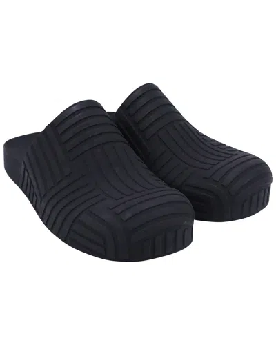 Pre-owned Bottega Veneta Men's Rubber The Slider Intrecciato-embossed Mule (authentic Pre-loved) In Blue