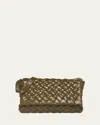 Bottega Veneta Men's Rumple Intreccio Leather Messenger Bag In Olive Oil-silver