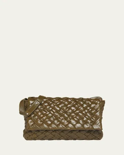 Bottega Veneta Men's Rumple Intreccio Leather Messenger Bag In Green