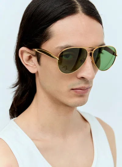 Bottega Veneta Men Sardine Aviator Sunglasses In Gold