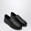 Bottega Veneta Sawyer Blue Slip-on Sneakers With Logo Detail And Intreccio Motif In Leather Man In Black