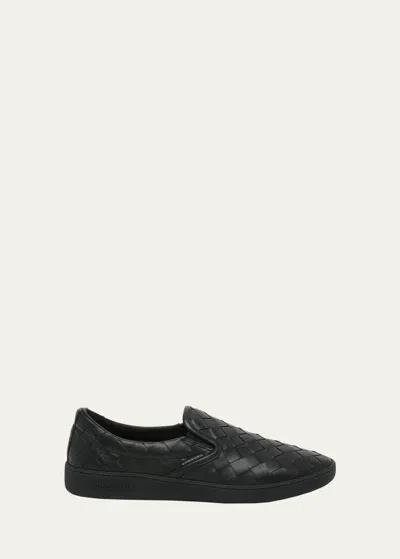 BOTTEGA VENETA MEN'S SAWYER INTRECCIATO LEATHER SLIP-ON SNEAKERS