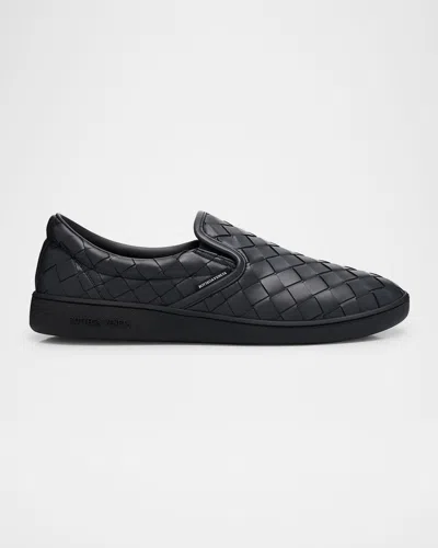 BOTTEGA VENETA MEN'S SAWYER INTRECCIATO LEATHER SLIP-ON SNEAKERS
