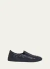 Bottega Veneta Sawyer Blue Slip-on Sneakers With Logo Detail And Intreccio Motif In Leather Man In Space