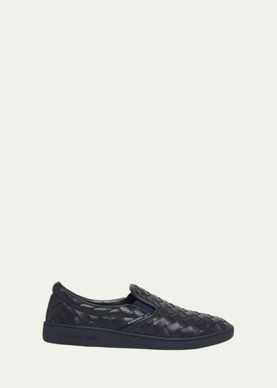 Bottega Veneta Men's Sawyer Intrecciato Leather Slip-on Sneakers In Black