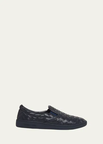 Bottega Veneta Men's Sawyer Intrecciato Leather Slip-on Trainers In Space