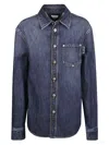Bottega Veneta Men Shirt With Logo In Blue