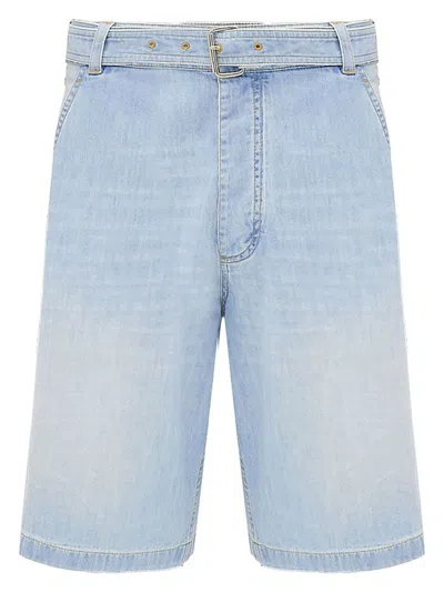 Bottega Veneta Shorts With Belt In Light Blue