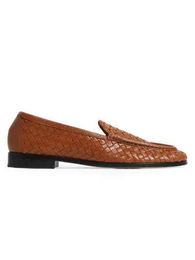 Bottega Veneta Silenzio Intrecciato Leather Loafers In Brown