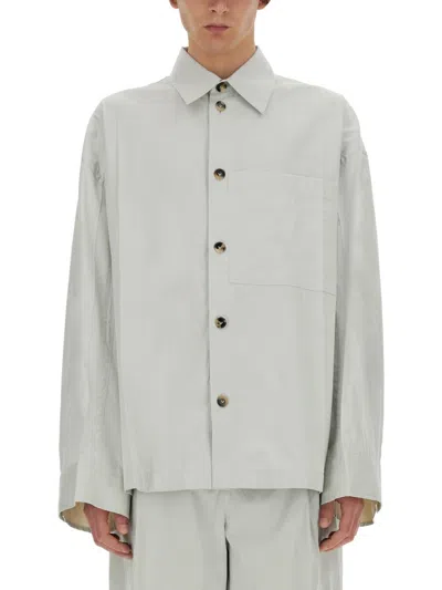 Bottega Veneta Men Silk Shirt In Cream