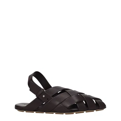 Bottega Veneta Men's Slippers And Clogs Brown/chocolate Leather In Black