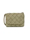 Bottega Veneta Men's Small Diagonal Intreccio Leather Messenger Bag In Travertine Silver