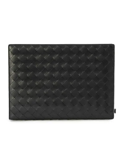 Bottega Veneta Men's Small Intrecciato Document Case In Black