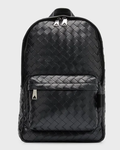 Bottega Veneta Small Classic Intrecciato Backpack In Black
