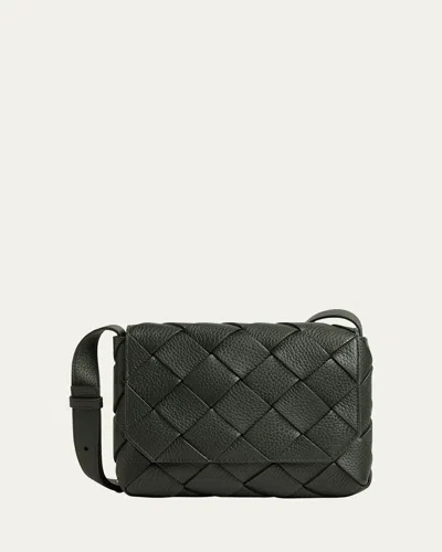 BOTTEGA VENETA MEN'S SMALL INTRECCIO LEATHER CROSSBODY BAG