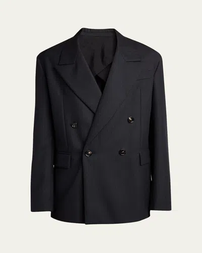 Bottega Veneta Men's Subtle Stripe Double-breasted Sport Coat In Empirenero