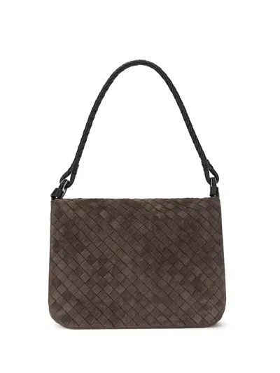 Bottega Veneta Men Suede Shoulder Bag In Brown
