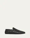 Bottega Veneta Sawyer Blue Slip-on Sneakers With Logo Detail And Intreccio Motif In Leather Man In Black