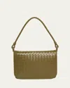 Bottega Veneta Men's Swing Small Intrecciato Leather Crossbody Bag In Kaki-vintage Silver