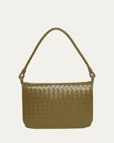 Bottega Veneta Men's Swing Small Intrecciato Leather Crossbody Bag In Green
