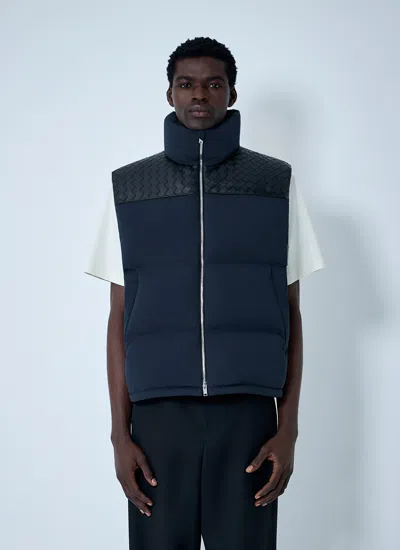 Bottega Veneta Men Midnight Blue Cotton Blend Down Jacket In Black