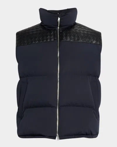 Bottega Veneta Men Midnight Blue Cotton Blend Down Jacket In Black