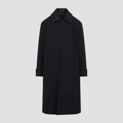 Bottega Veneta Men's Technical Wool Trench Coat In Wool & Mulberry Silk Blend In Black