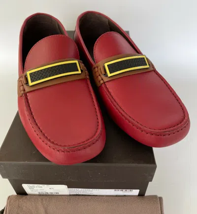 Pre-owned Bottega Veneta Men's Tennis Calf Leather Red Driver Shoe, 548292
