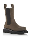 Bottega Veneta Nubuck Chelsea Boots In Olive