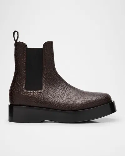 BOTTEGA VENETA MEN'S TORINO GRAINY LEATHER CHELSEA BOOTS