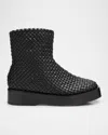 Bottega Veneta Men's Torino Intreccio Leather Zip Ankle Boots In Nero