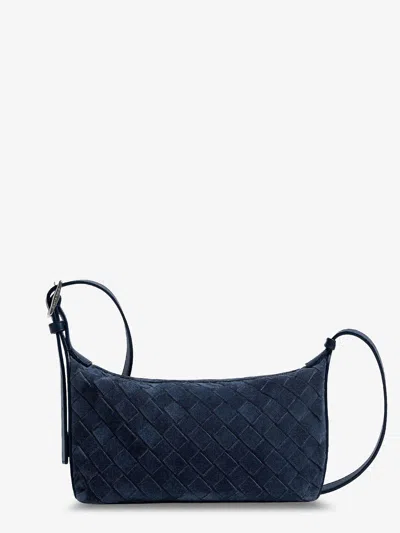 Bottega Veneta Mens Neptune-silver Traveler Phone Leather Crossbody Bag In Blue