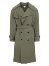 Bottega Veneta Green Wool Double-breasted Trench Coat In Green